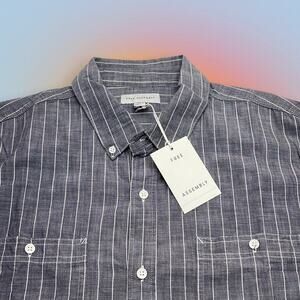 FREE ASSEMBLY Men’s XL Blue / Gray Long Sleeve Work Shirt